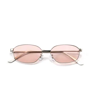 Occhiali da sole poligonali in metallo con lenti rosa vintage retro donna eleganti e chic