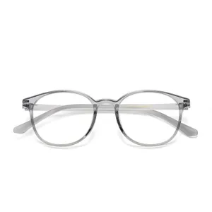 Montatura per occhiali rotonda classica TR90 anti luce blu grigio chiaro vintage da vista.