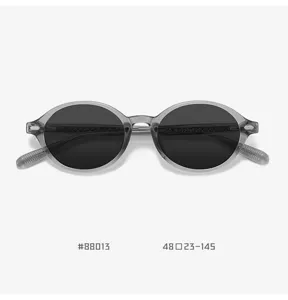 Retro oval TR90 polarized sunglasses for men and women with classic detailed temples.
