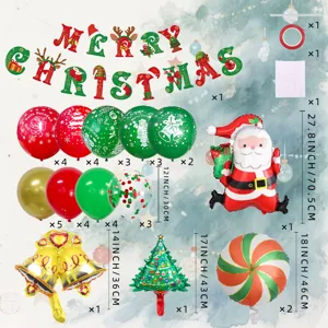 Weihnachten Ballon Set mit Weihnachtsmann Folienballons und Latexballons für Party Deko.