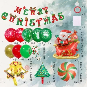 Weihnachtsballon-Set mit Weihnachtsmann Schlitten Baum für Festspass Hintergrund Dekor