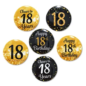 Set di spille per 18esimo compleanno nero e oro, badge in metallo decorazioni feste adulti.