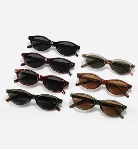 Retro oval polarized sunglasses for women and men, stylish cat eye sun glasses trendy streetwear.