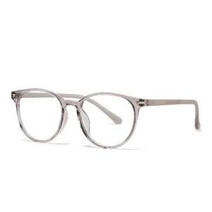 Transparent grey cat eye optical glasses frame, ultra light TR90 prescription ready eyewear.