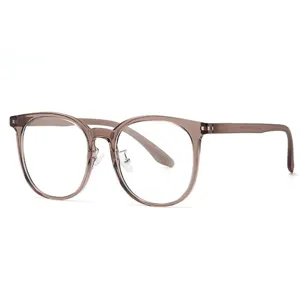Occhiali eleganti TR90 con montatura grande anti luce blu, montatura taupe trasparente.