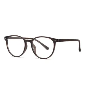 Lightweight TR90 round anti-blue light glasses for daily wear, stylish and comfortable frame.
