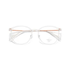 Retro transparent TR90 anti-blue light glasses frame for women, lightweight daily optical wear.
