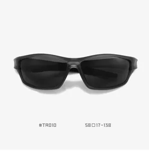 Black TR90 polarized sports sunglasses for outdoor riding, cycling, fishing, and driving.