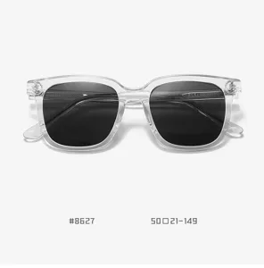 Clear frame polarized sunglasses for women and men, UV400 protection large square sun glasses