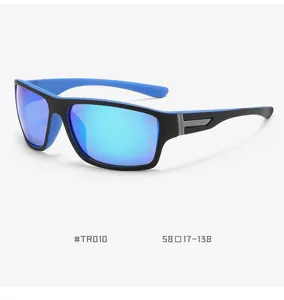 Detail view of stylish polarized TR90 sports sunglasses for men and women outdoor riding driving.