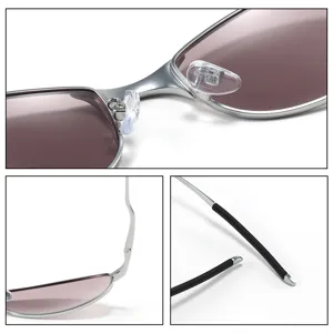 Y2K metal frame sunglasses for women and men, retro brown UV400 cat eye sun glasses street style.