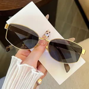 Gafas de sol cuadradas de metal estilo vintage old money para mujer, protección UV Y2K