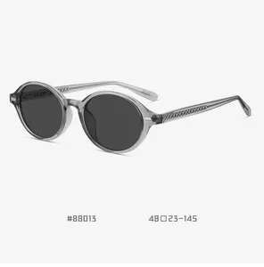 Retro oval polarized sunglasses with grey TR90 frame, vintage design for men and women daily wear.