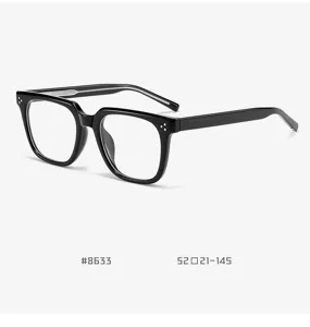 Black TR90 blue light blocking glasses frame, stylish square optical eyewear for daily wear.