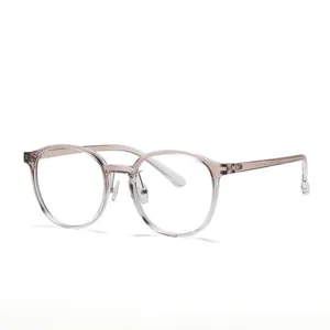 Lightweight retro round glasses frame clear pink gradient trendy anti-blue light eyewear