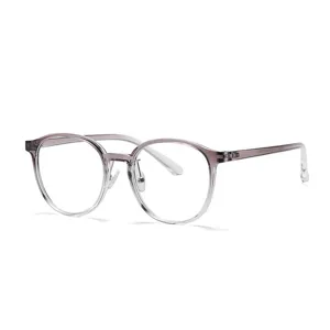 Korean style TR90 round anti-blue light glasses frame for women lightweight optical wear