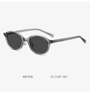 Details of the vintage grey TR90 round sunglasses, featuring clear frames and stylish design.