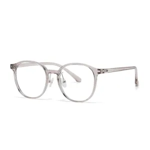 Lightweight TR90 clear round optical glasses frame with comfortable silicone nose pads.
