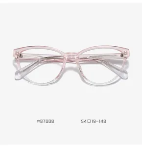 Stylish pink TR90 optical glasses frame, retro clear anti-blue light glasses for daily wear.