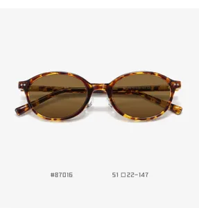 Retro tortoise shell oval polarized sunglasses with TR90 frame for trendy daily wear style.