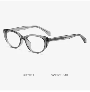 Montatura per occhiali da vista gatto TR90 grigio trasparente per donna, leggera e vintage.