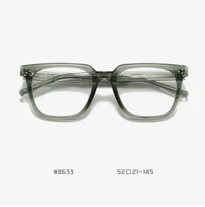 Green TR90 optical glasses frame for men and women, square anti-blue light clear eyeglasses detail.