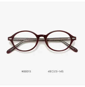 Klassischer runder TR90 Brillenhafte für Damen und Herren, literarischer Stil mit Details.