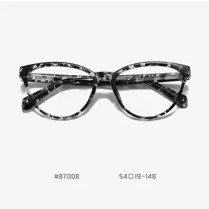 Retro TR90 optical glasses frame for men and women, stylish black and white patterned design.