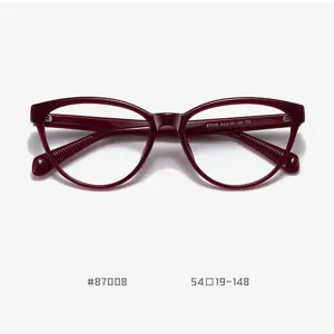 Retro TR90 Cat Eye Glasses Frame Wine Red Optical Eyewear Clear Lens Unisex 54-19-148