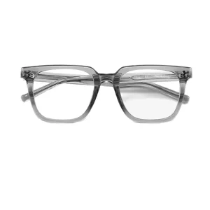 Transparent grey square eyeglass frame, stylish TR90 optical glasses for men and women.