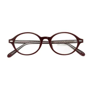 Vintage runde Brillenfassung für Damen, weinroter TR90 Brillenrahmen mit schickem Metallkern.