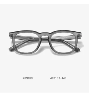 Stylish grey translucent optical glasses frame with anti-blue light lenses, unisex wear.