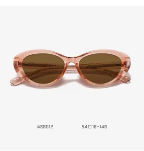 Classic pink cat-eye sunglasses with brown lenses, TR90 frame, elegant and chic style.