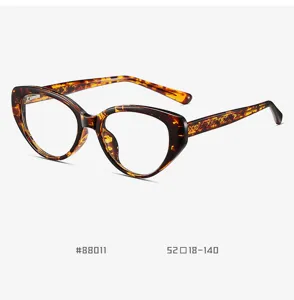 Vintage tortoise shell cat-eye glasses frame, stylish TR90 anti-blue light optical eyewear.