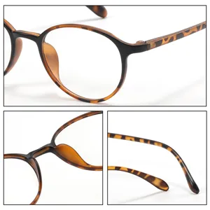 Montatura occhiali TR90 ovale retro tartarugata leggera lenti trasparenti moda!