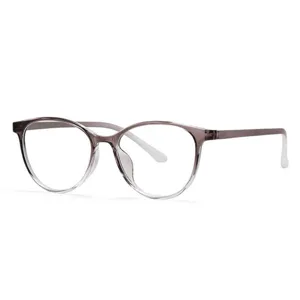 Montatura per occhiali rotonda in TR leggera ed elegante, occhiali anti-luce blu per uso quotidiano.