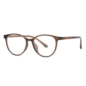 Montatura occhiali tonda minimalista per uso quotidiano, leggera TR anti luce blu.