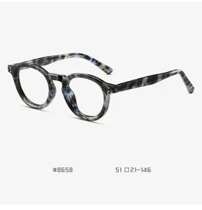 TR90 vintage ronde brilmontuur voor heren en dames blauwe schildpad optische bril