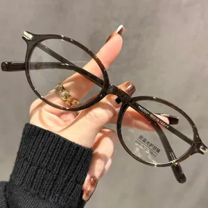 TR90 Optical Glasses Frame Anti Blue Light Retro Round Eyewear Women Fashion Clear Lens Spectacles Metal Hinge