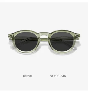 Retro TR90 pin-leg sunglasses for men and women, fashionable small round frame polarized uv400.