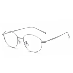 Minimalistischer silberner ovaler Metallbrillenrahmen, leichte Retro-Brille für Damen und Mode.