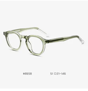 Transparant groen TR90 rond brillenframe voor heren en vrouwen vintage optische bril
