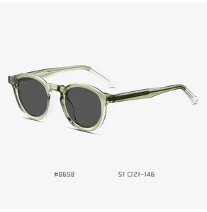 Vintage TR90 round frame sunglasses for men and women, stylish polarized UV400 sun protection eyewear.
