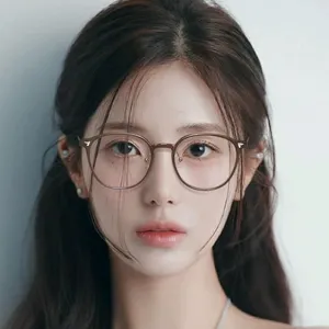 Retro TR90 ultra-light round glasses frame for women anti blue light bare face slimming look.