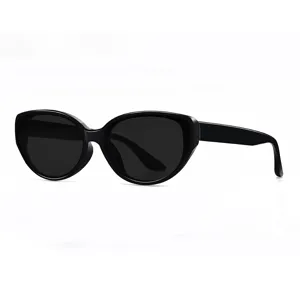 Trendy black cat eye sunglasses for women, retro polarized UV protection eyewear.