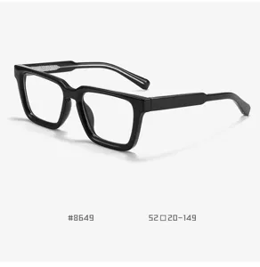 Montatura per occhiali da vista quadrata nera uomo donna retro antiriflesso luce blu dettagli
