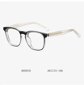 Unisex anti-blue light glasses frame, clear acetate style with metal core wire for daily wear.