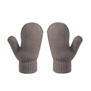 Gemütliche graue gestrickte Babyfäustlinge weiche Winter-Wärmhandschuhe für Kleinkinder