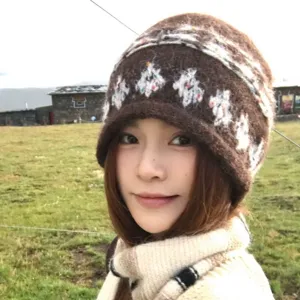 Femme Automne Hiver Bonnet Tricot Jacquard Rétro Style Coréen Chaud Chapeau Laine