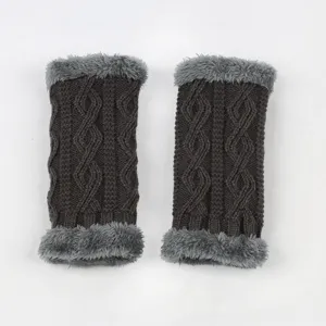 Winter knitted plush arm warmers cable knit cozy fuzzy cuffs short gloves stylish thermal.